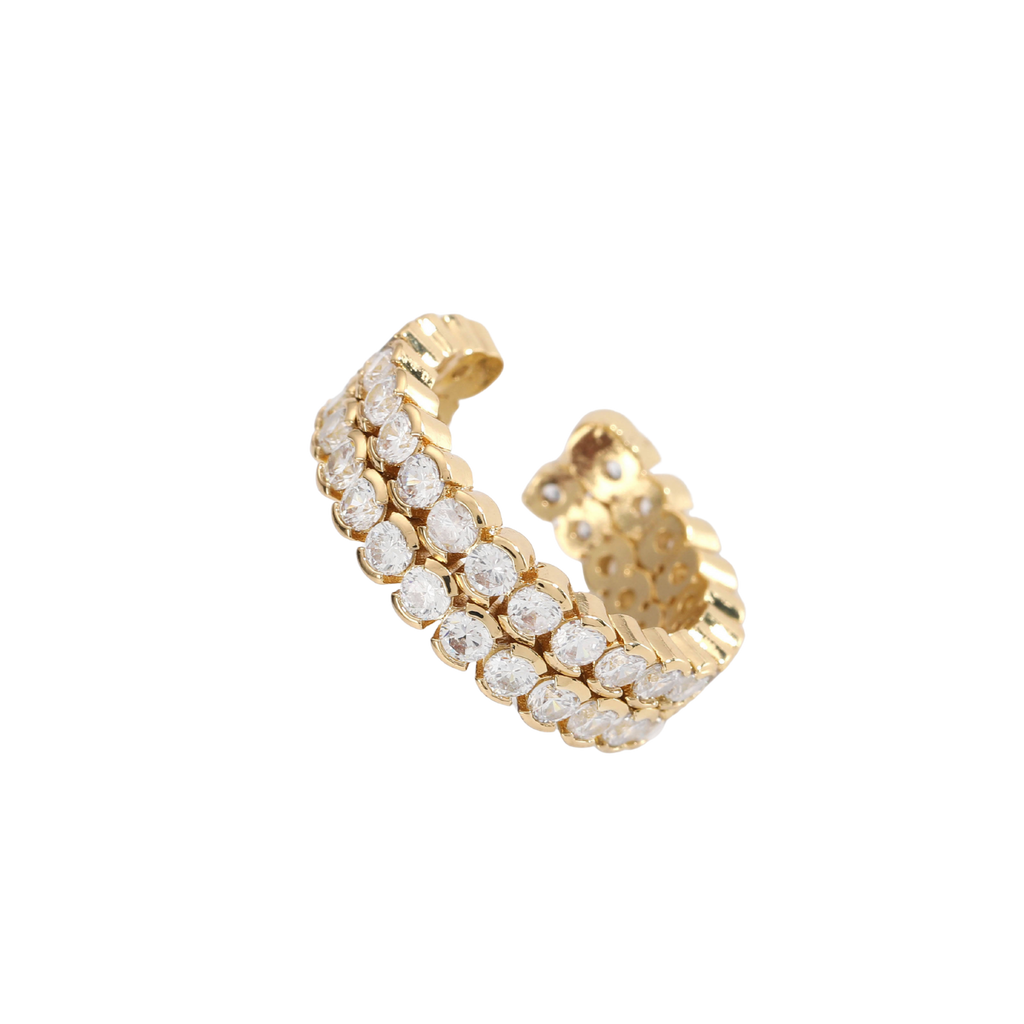 Doppelreihiger Zirkon Ring 18K Vergoldet - Wasserfester Edelstahl 316L Premium Ring