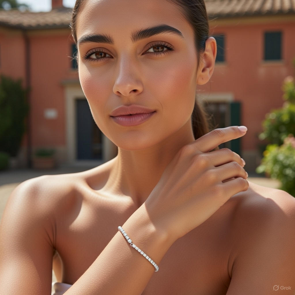 Tennis-Perlen Armband 18K Vergoldet / Silber Wasserfest Edelstahl 316L