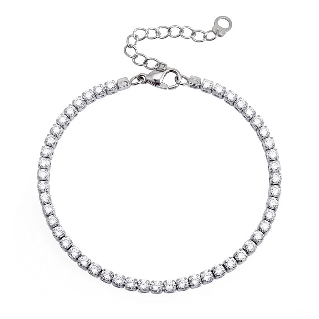 Silbernes Zirkonia Tennis-Armband Wasserfest Edelstahl 316L Klassisch Stilsicher