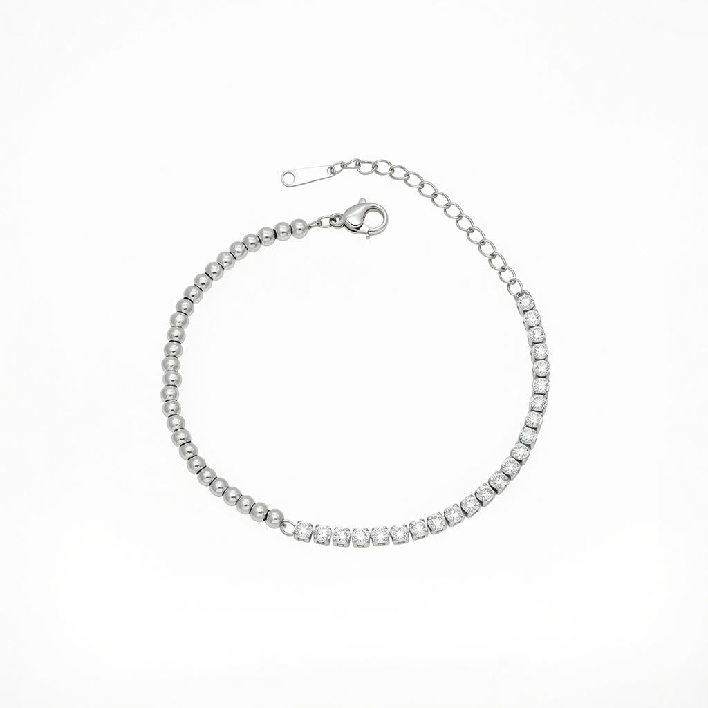 Tennis-Perlen Armband 18K Vergoldet / Silber Wasserfest Edelstahl 316L