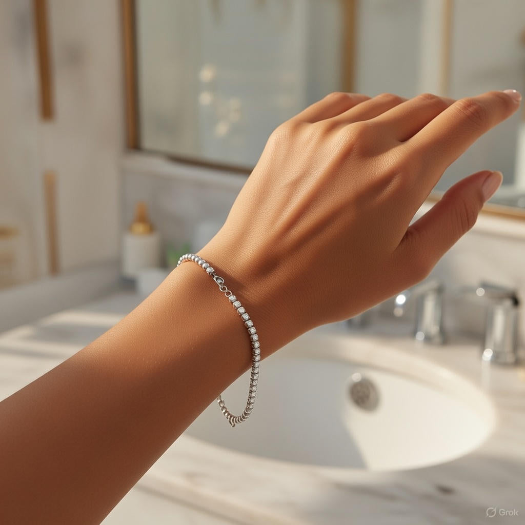 Tennis-Perlen Armband 18K Vergoldet / Silber Wasserfest Edelstahl 316L