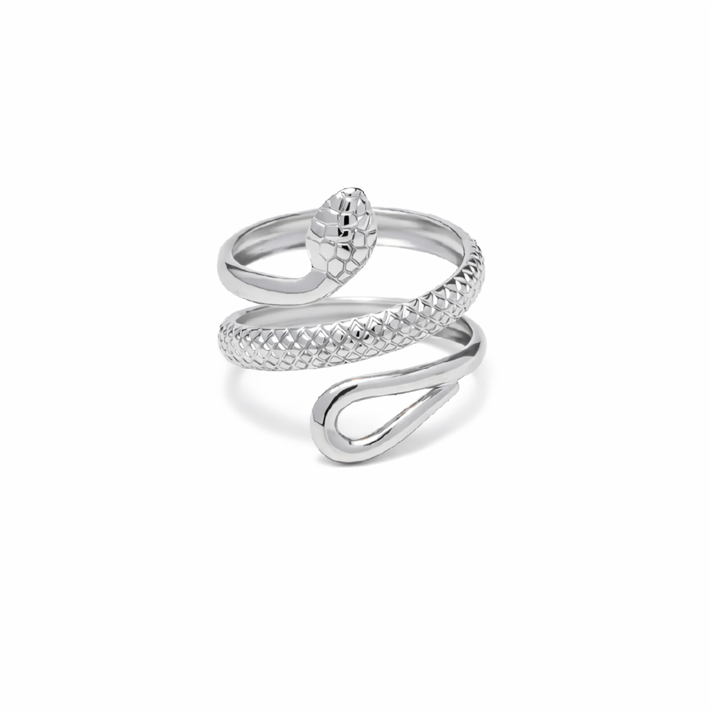 Ring Schlange Silber Verstellbar Wasserfest Edelstahl 316L Extravagant