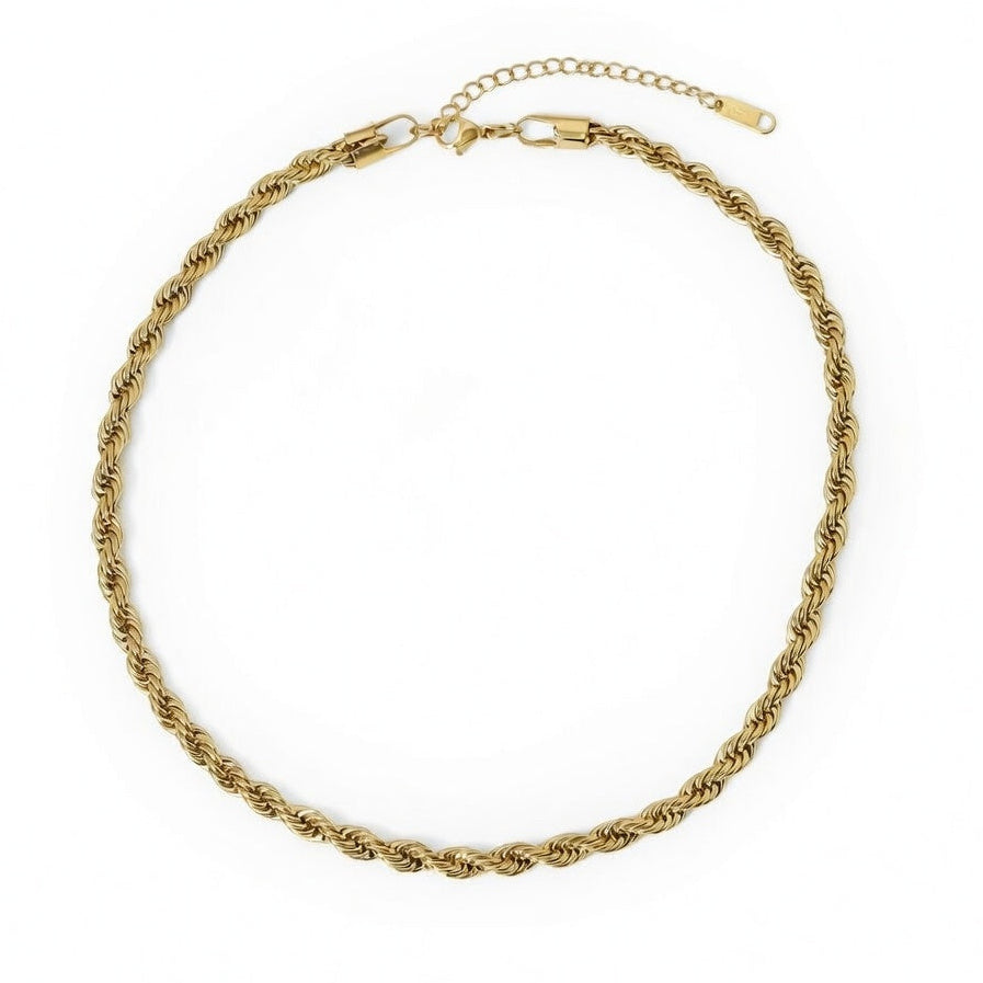 Twist Rope Chain 18K Vergoldet 5mm Wasserfest Edelstahl 316L Stapelbar