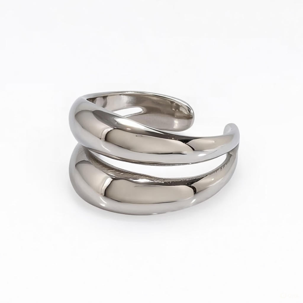 Chunky Ring 18K Vergoldet / Silber Wasserfest Edelstahl 316L Doppel-Wickel