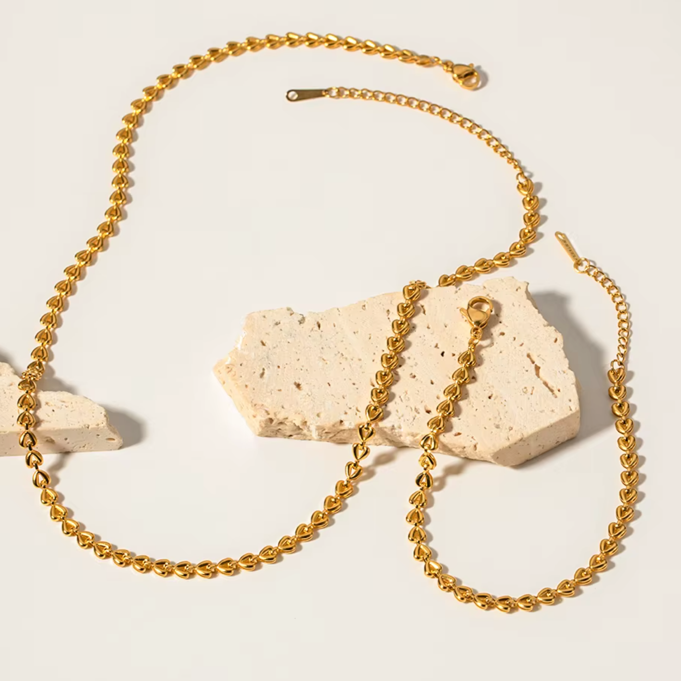 Halskette Herzkette 18K Vergoldet Verstellbar Wasserfest Edelstahl 316L Elegant