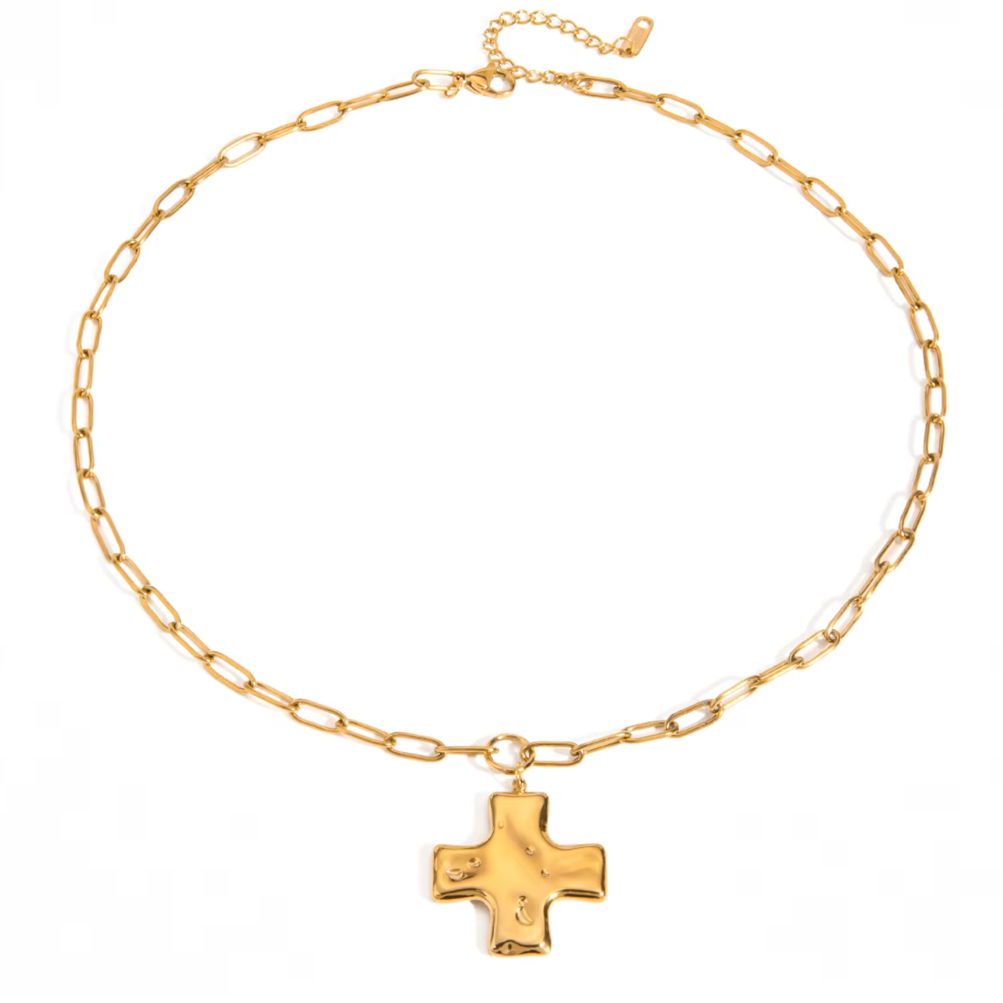 Halskette "Malta" 18K Vergoldet Kreuz Anhänger Verstellbar Wasserfest Edelstahl 316L