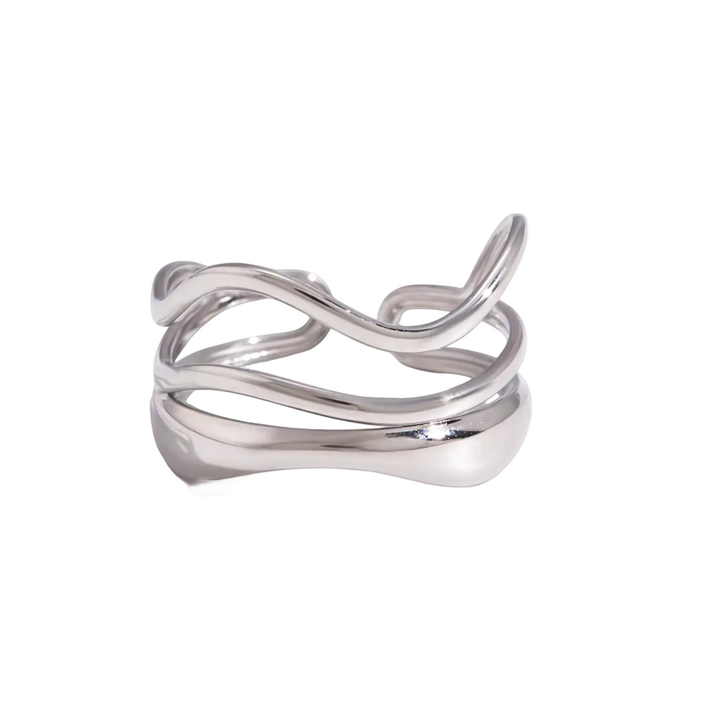 Ring Martina Silber Finish Wasserfest Edelstahl 316L Verstellbar Minimalistisch