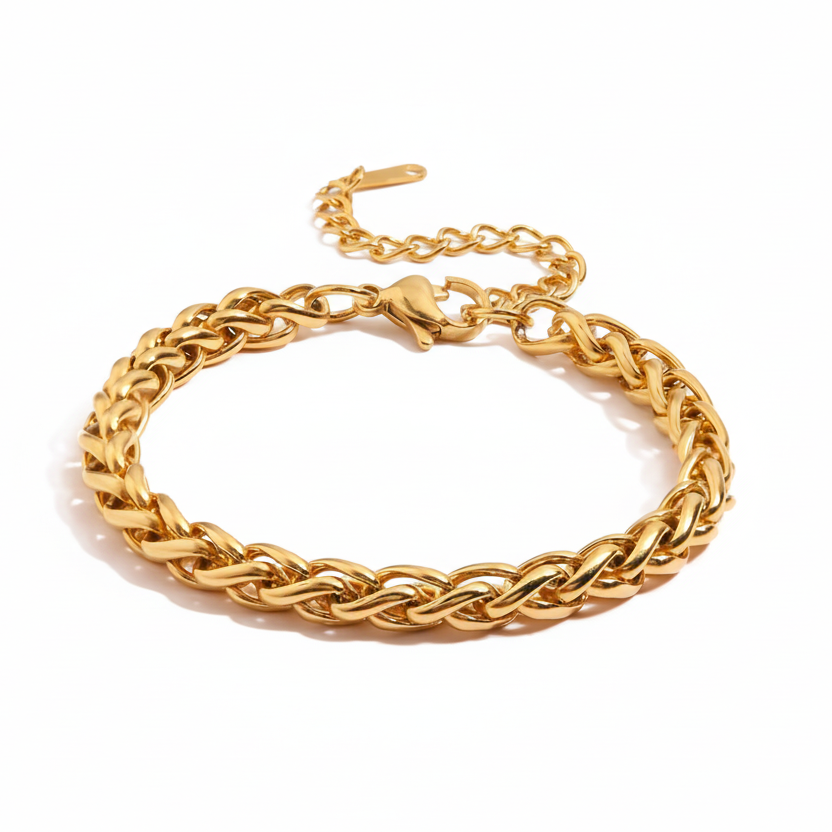 Armband Zopfkette 18K Vergoldet Verstellbar Wasserfest Edelstahl 316L Elegant