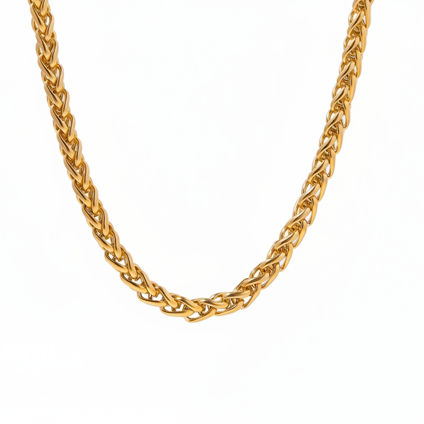 Halskette Zopfkette 18K Vergoldet Verstellbar Wasserfest Edelstahl 316L Elegant