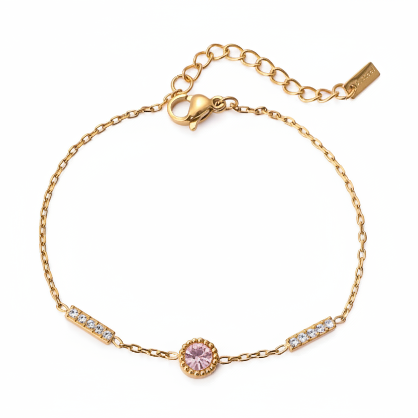 Armband 18K Vergoldet Zirkonia Rosa Gold Wasserfest Edelstahl 316L Elegant