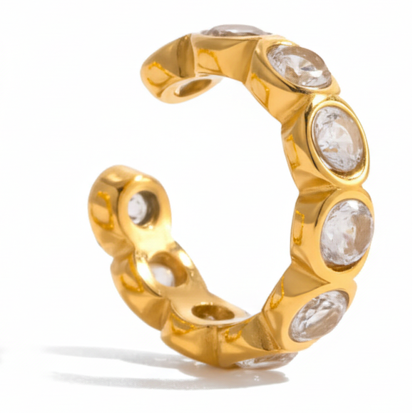 Ear Cuff Zirkonia 18K Vergoldet Wasserfest Edelstahl 316L Elegant