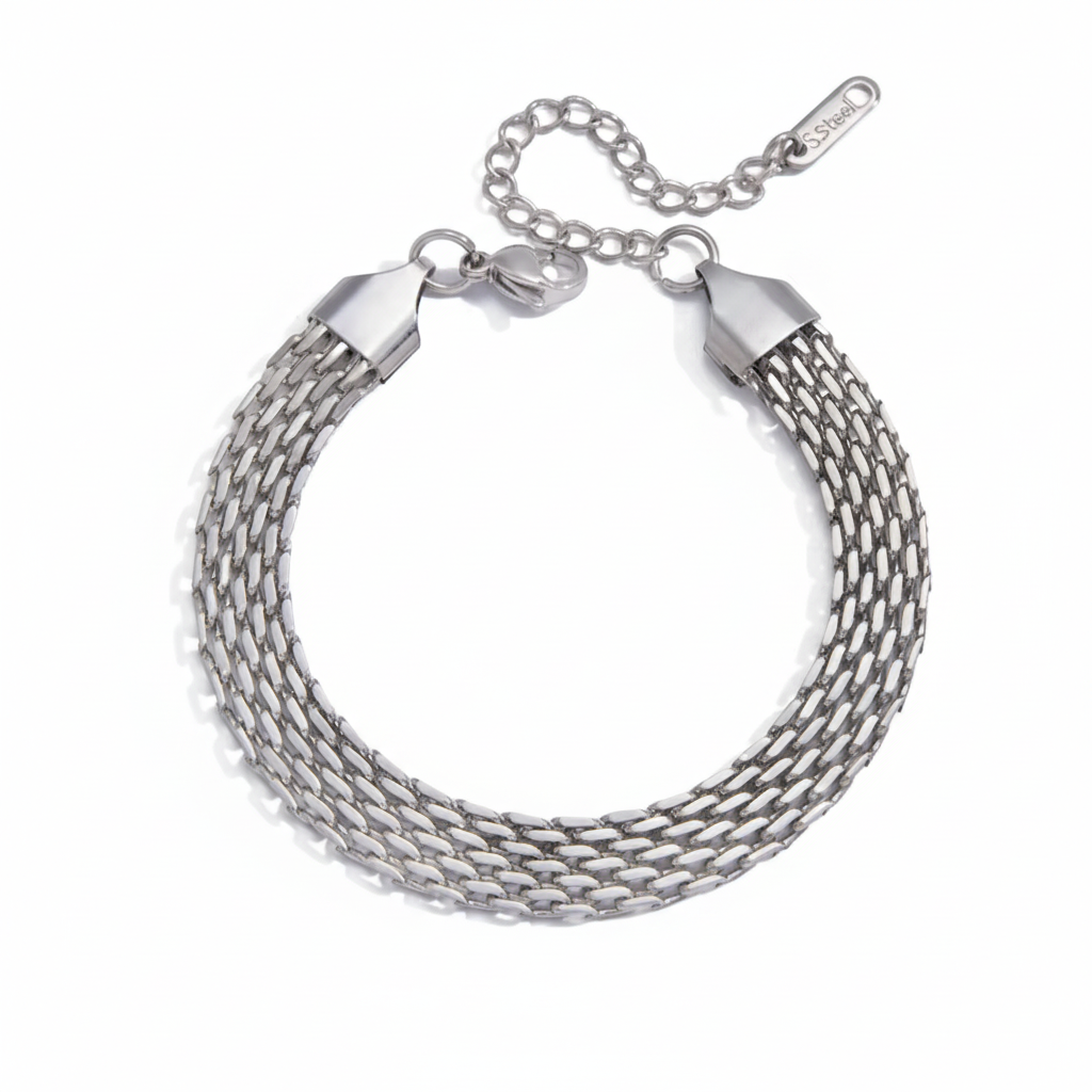 Armband Mesh Silber Finish Wasserfest Edelstahl 316L Elegant