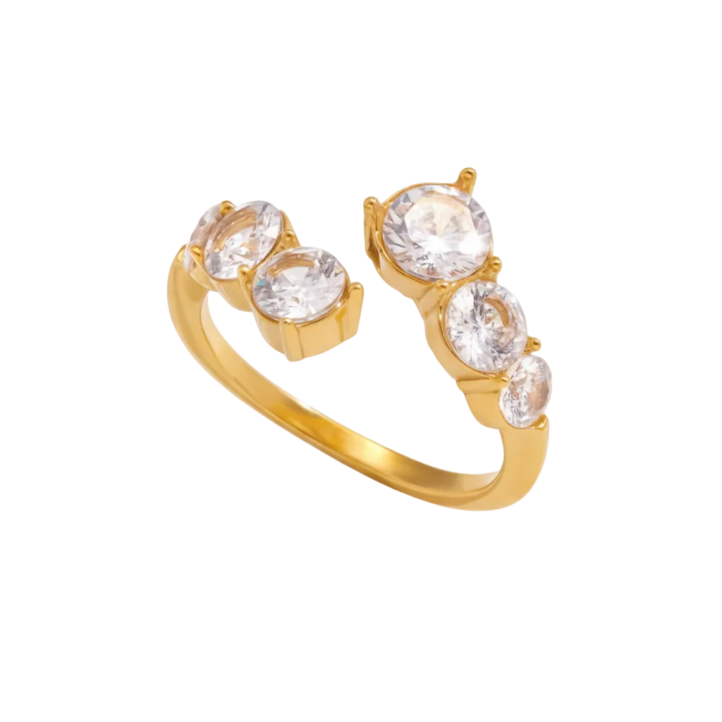Ring Giulia Zirkonia 18K Vergoldet Offen Wasserfest Edelstahl 316L Elegant