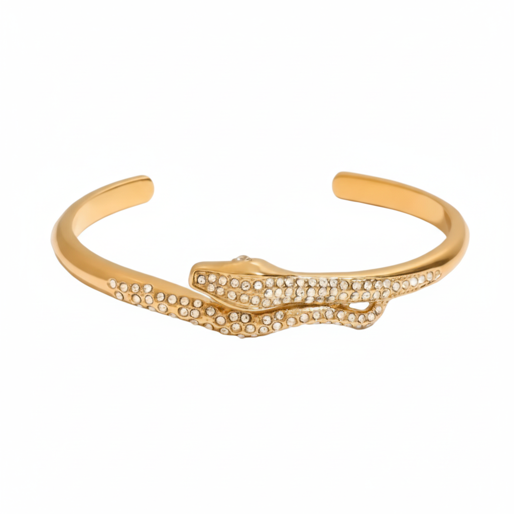Armreif Zirkonia 18K Vergoldet Wasserfest Edelstahl 316L Offen Verstellbar