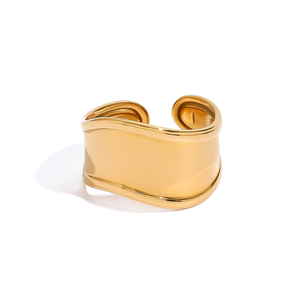 Breiter Statement Ring 18K Vergoldet Wasserfester Edelstahl 316L Ring