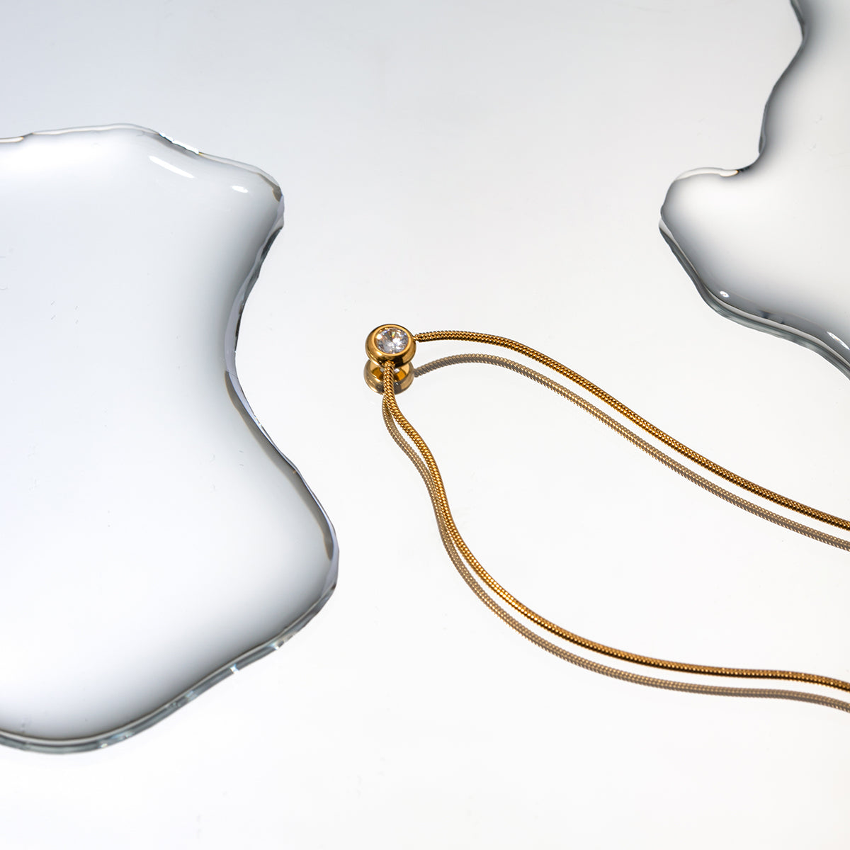 Schlangenkette  18K Vergoldet mit Zirkonia-Anhänger Wasserfest Edelstahl 316L Premium