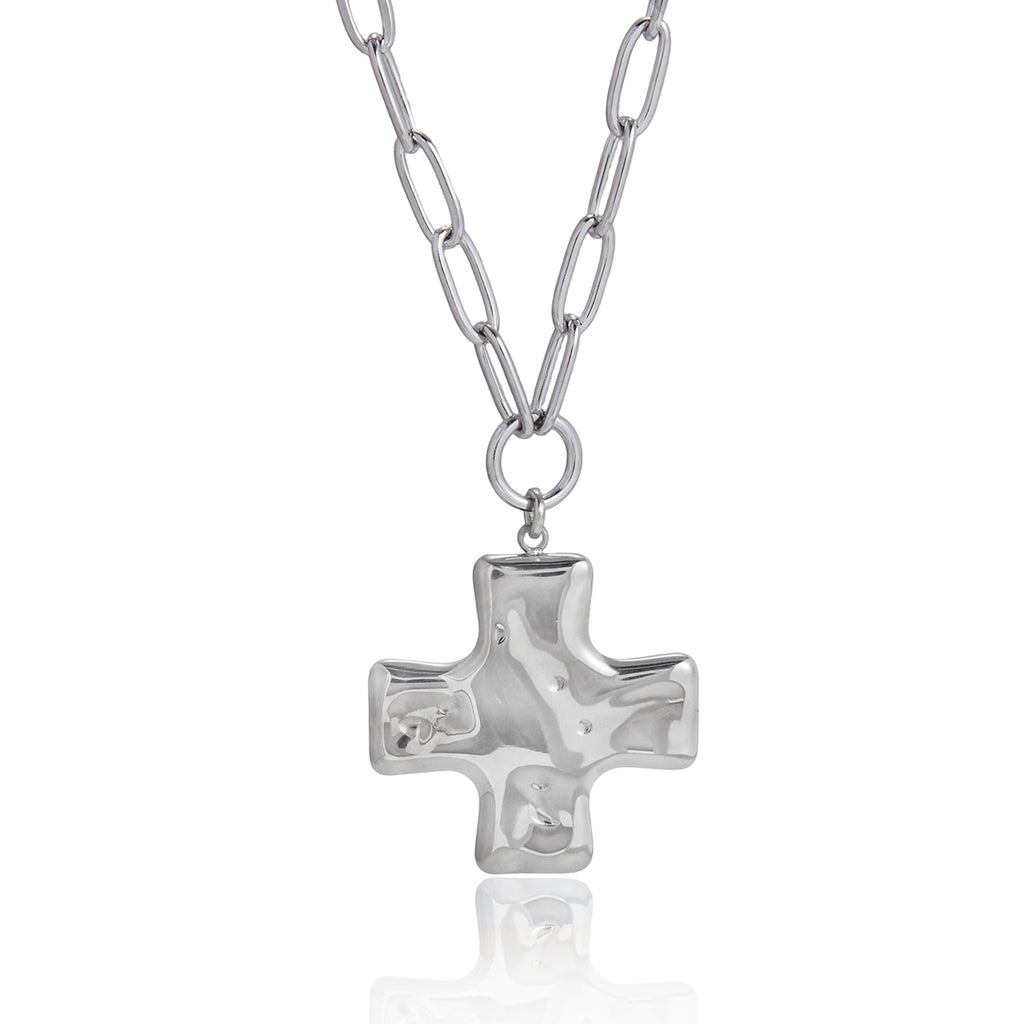 Halskette Malta Kreuz Silber Finish Wasserfest Edelstahl 316L
