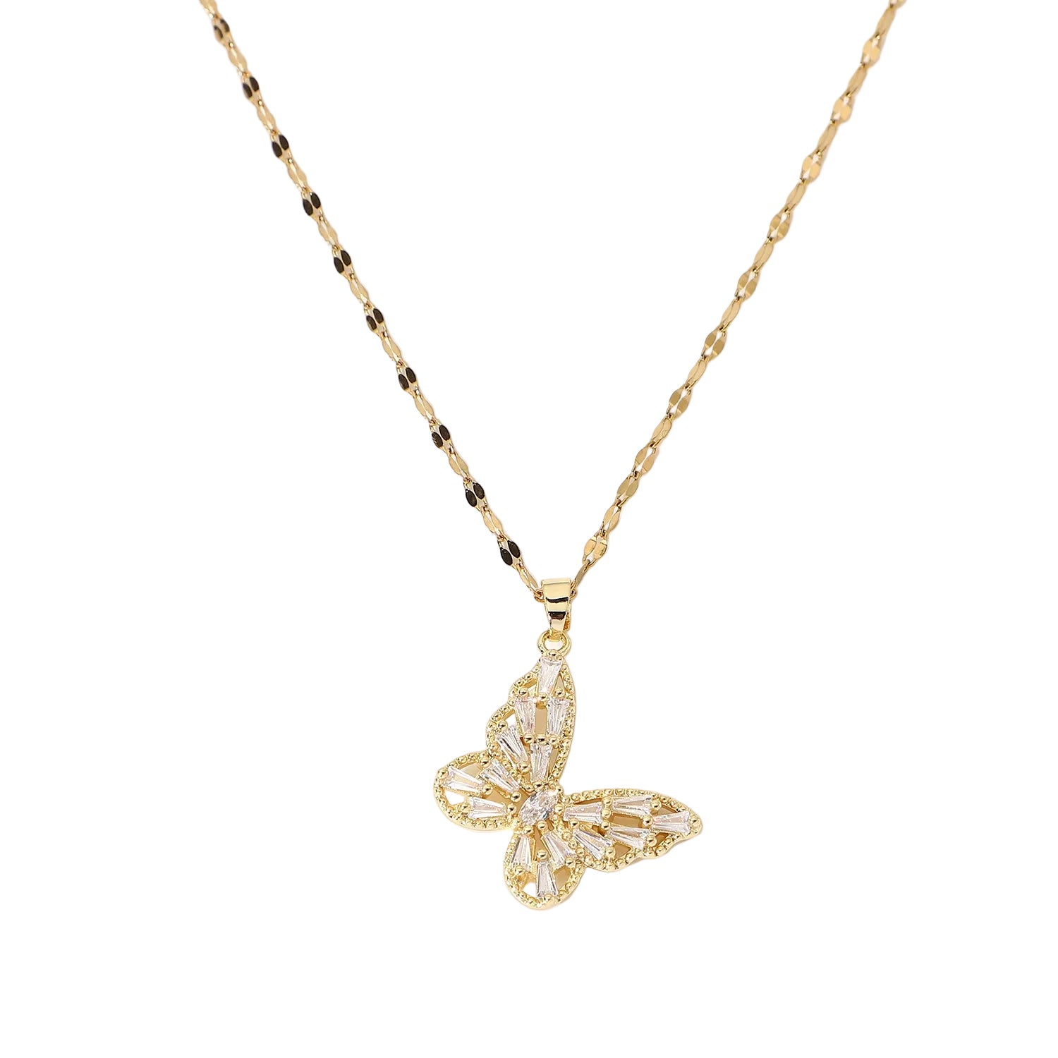 Schmetterling Kette Zirkonia 18K Vergoldet Wasserfest Edelstahl 316L Premium