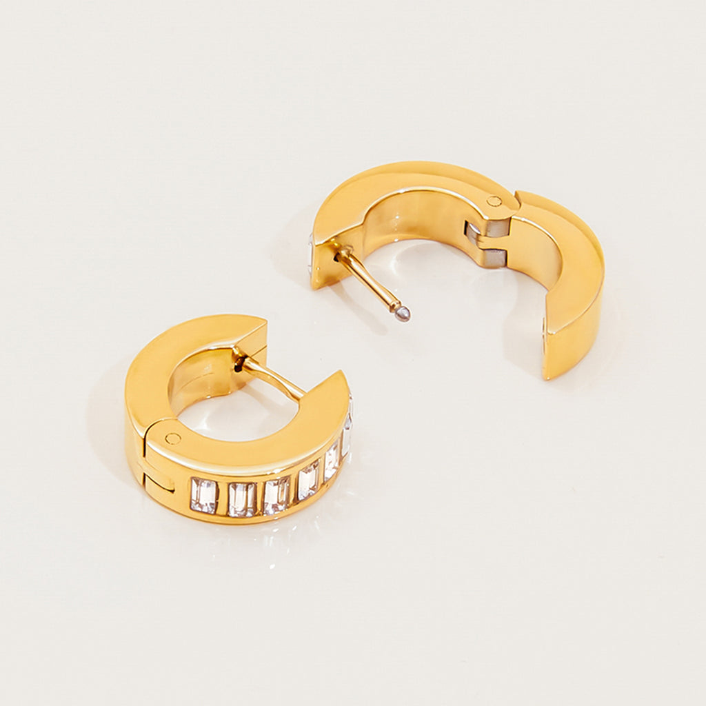 Creolen Aurorina Baguette Zirkonia 18K Vergoldet Wasserfest Edelstahl 316L