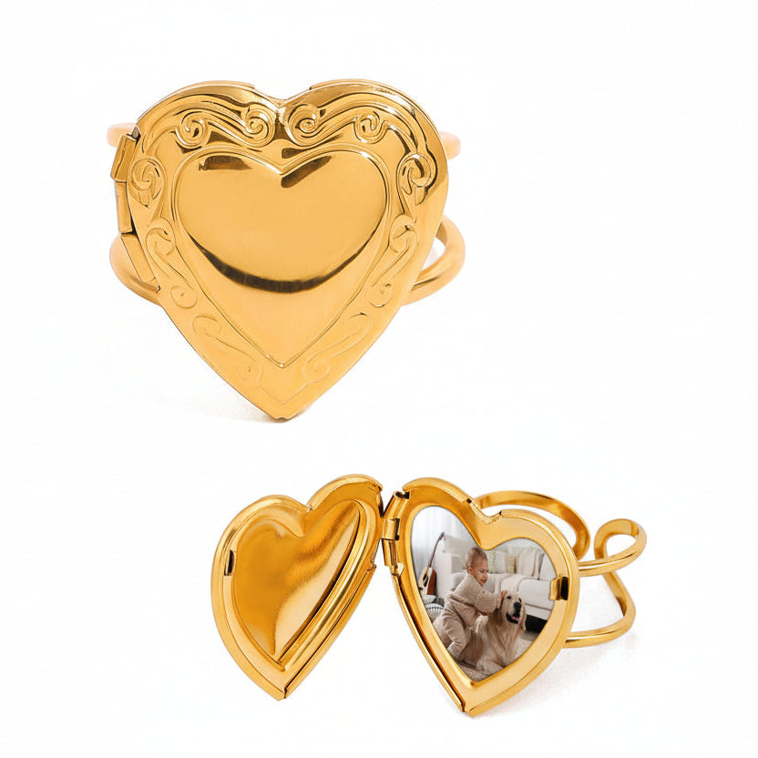 "Memorio" Ring Medallion 18K Vergoldet Verstellbar Wasserfest Edelstahl 316L