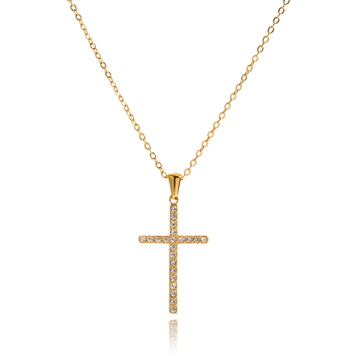 Halskette Kreuz Zirkonia 18K Vergoldet Wasserfest Edelstahl 316L Elegant