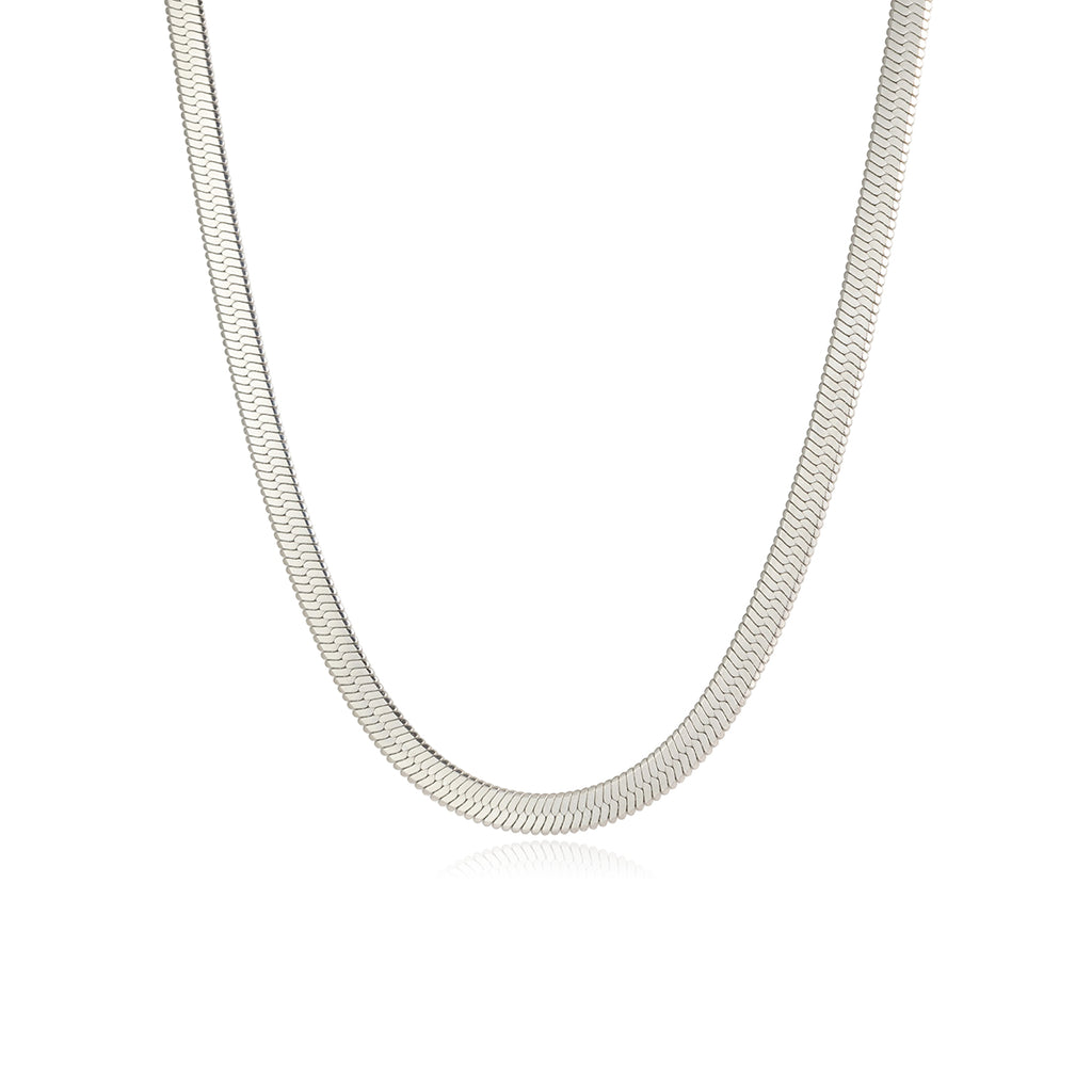 Halskette Schlangenkette Silber Finish Wasserfest Edelstahl 316L 4mm Verstellbar