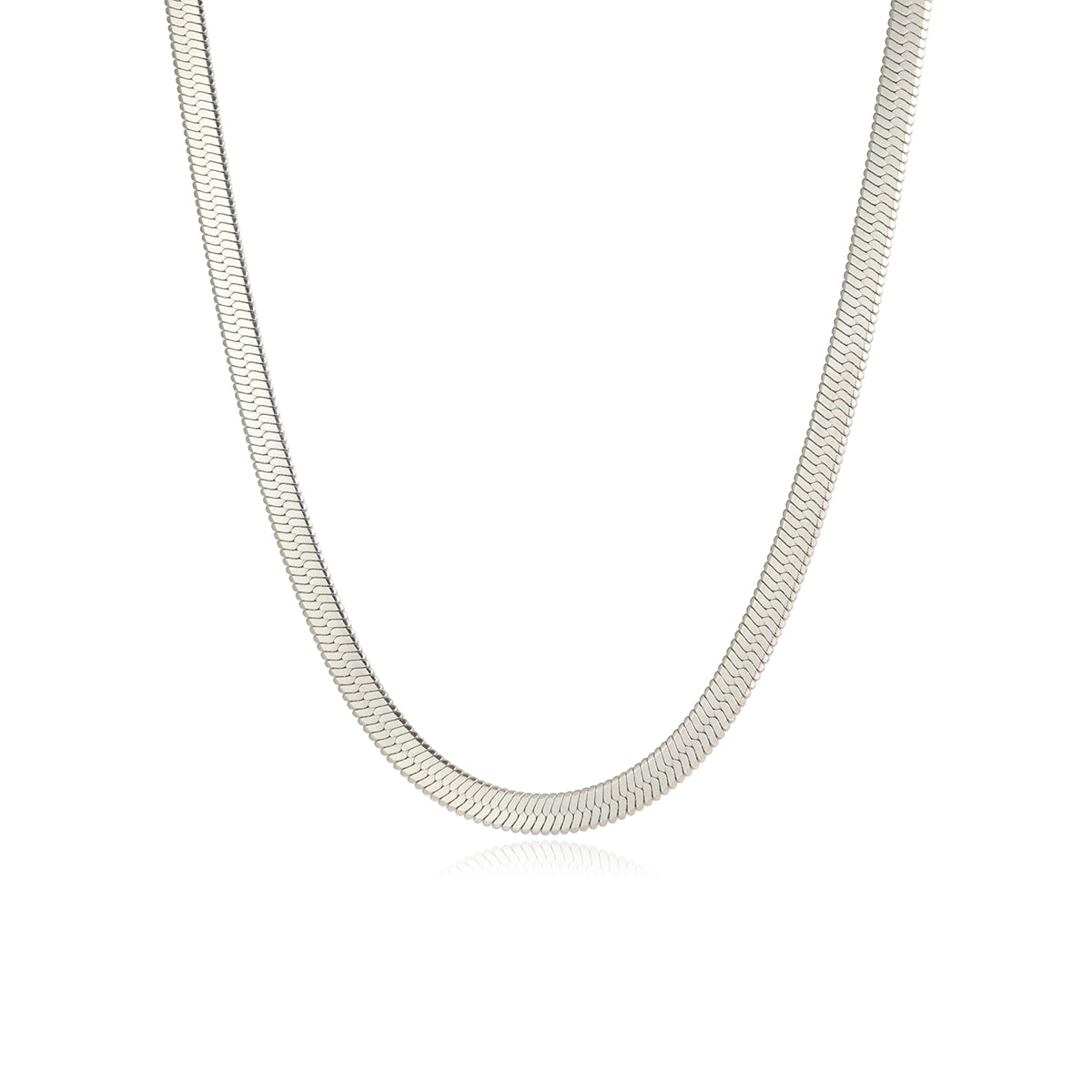 Halskette Schlangenkette Silber Finish Wasserfest Edelstahl 316L 4mm Verstellbar