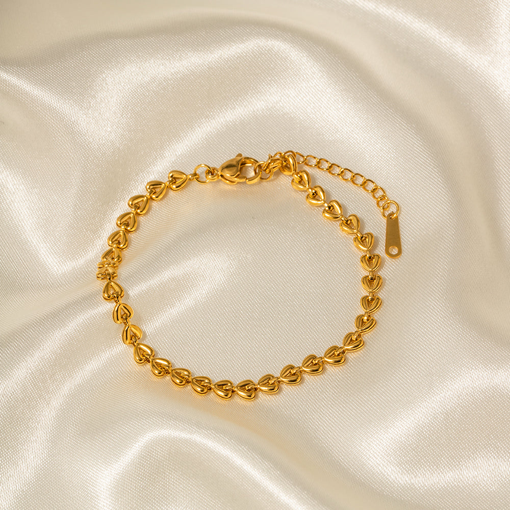 Armband Herzkette 18K Vergoldet Verstellbar Wasserfest Edelstahl 316L Elegant