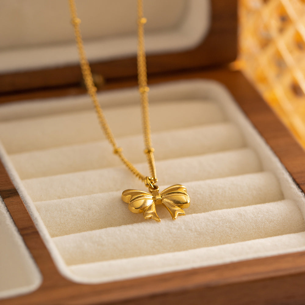 Schleifen-Kette 18K Vergoldet Wasserfest Edelstahl 316L Elegant