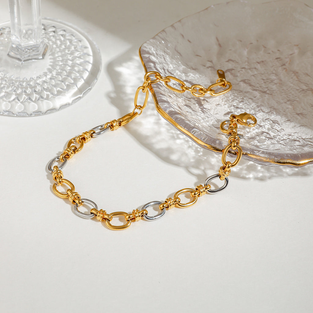 Armband Passiona Gliederkette 18K Vergoldet Silber Finish Wasserfest Edelstahl 316L Bicolor