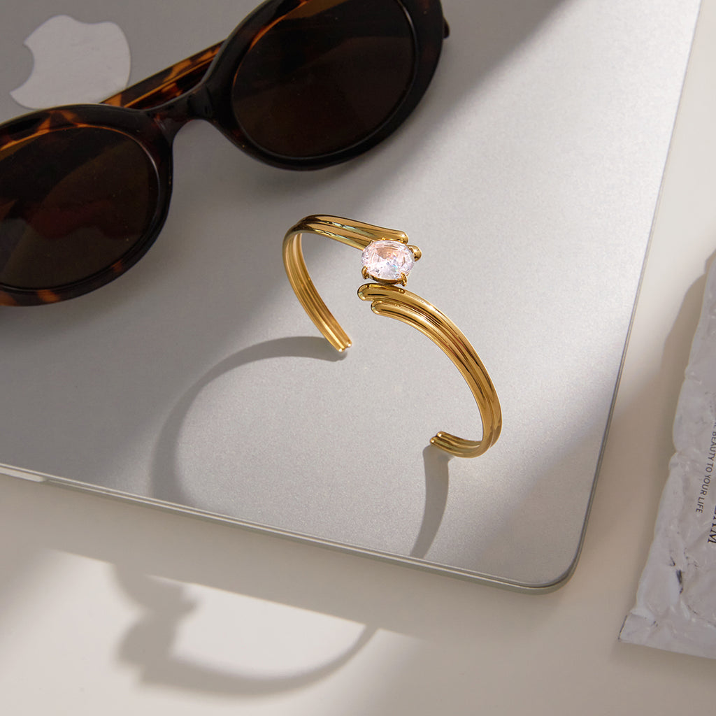 Statement Armreif 18K Vergoldet Wasserfest Edelstahl 316L Premium Zirkon