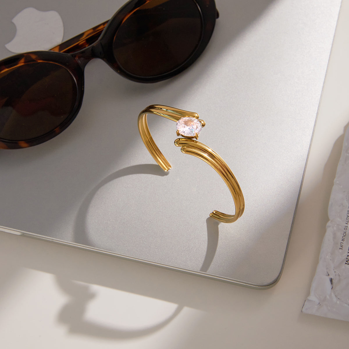 Statement Armreif 18K Vergoldet Wasserfest Edelstahl 316L Premium Zirkon