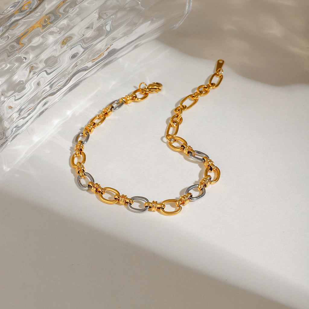 Armband Passiona Gliederkette 18K Vergoldet Silber Finish Wasserfest Edelstahl 316L Bicolor
