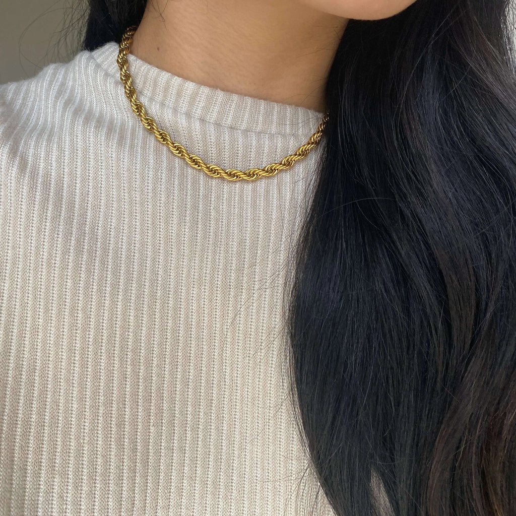 Twist Rope Chain 18K Vergoldet 5mm Wasserfest Edelstahl 316L Stapelbar