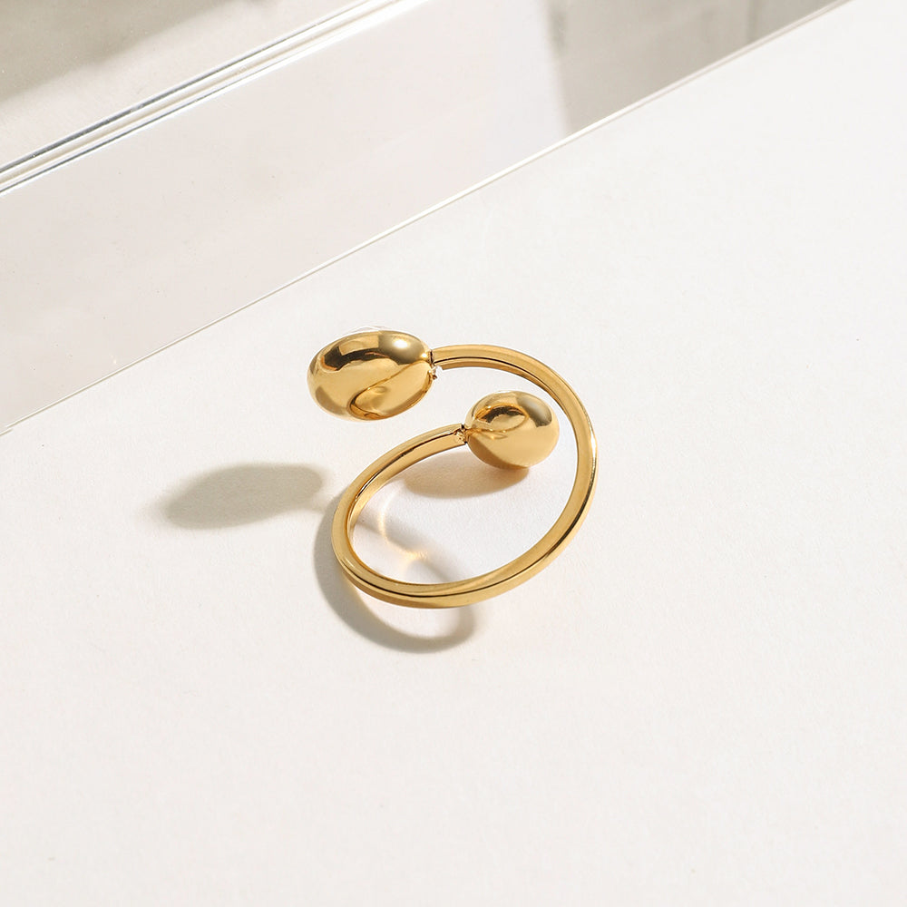 Zirkon Opal Ring 18K Vergoldet Wasserfest Edelstahl 316L Doppelstein-Ring