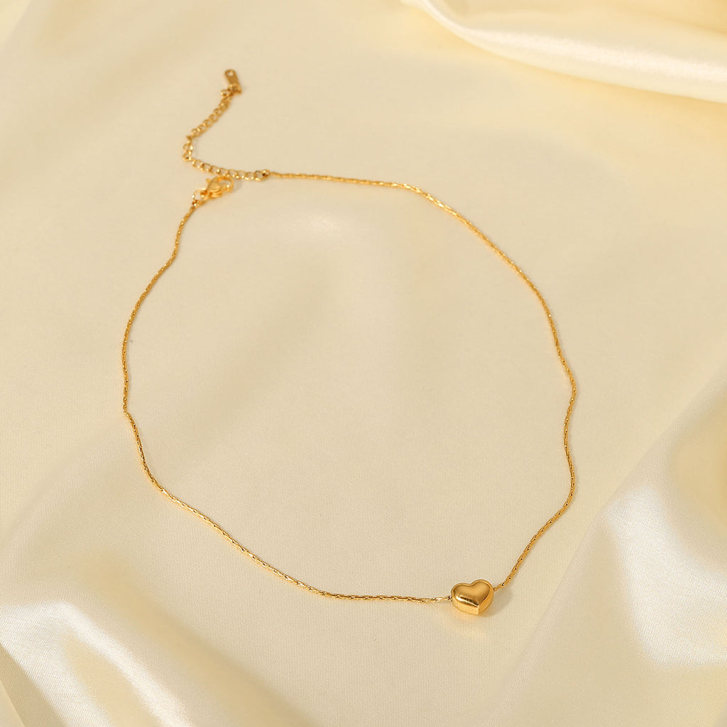 Halskette Herz-Anhänger 18K Vergoldet Wasserfest Edelstahl 316L Romantisch