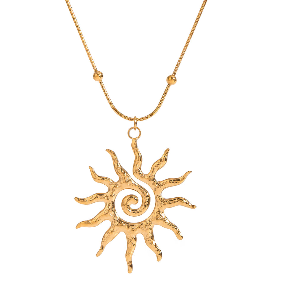 Halskette Solaris 18K Vergoldet Sonne Wasserfest Edelstahl 316L