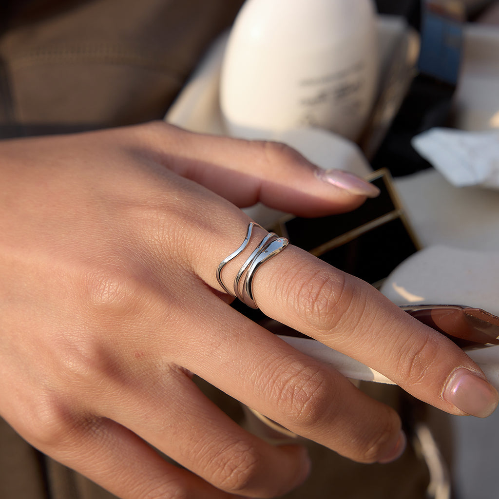 Ring Martina Silber Finish Wasserfest Edelstahl 316L Verstellbar Minimalistisch