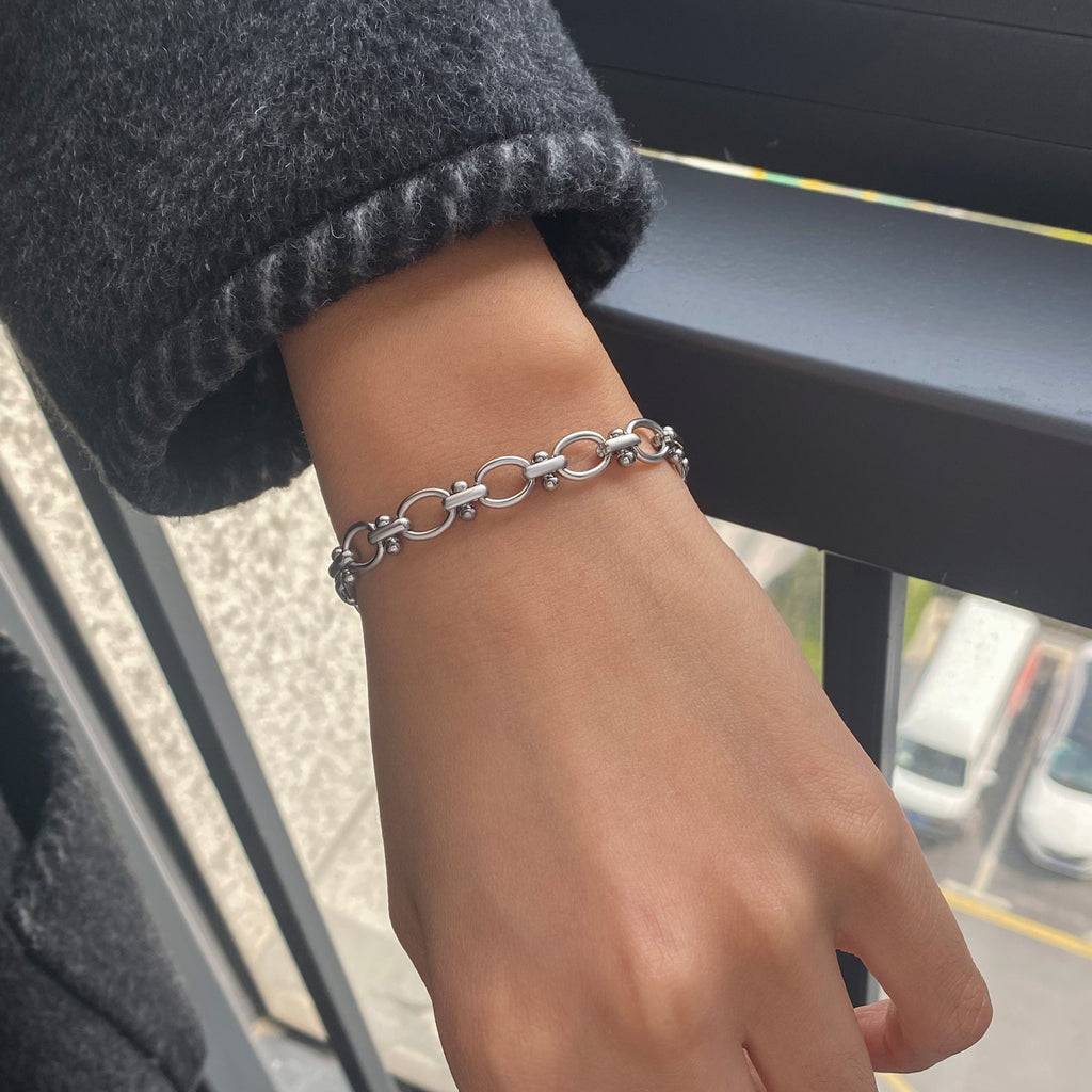 Armband Gliederarmband Silber Vintage Verstellbar Wasserfest Edelstahl 316L Elegant