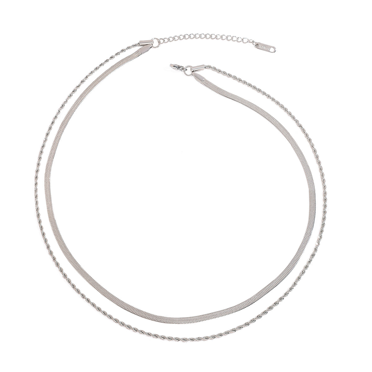 Halskette Layering Doppelkette Silber Verstellbar Wasserfest Edelstahl 316L Modern