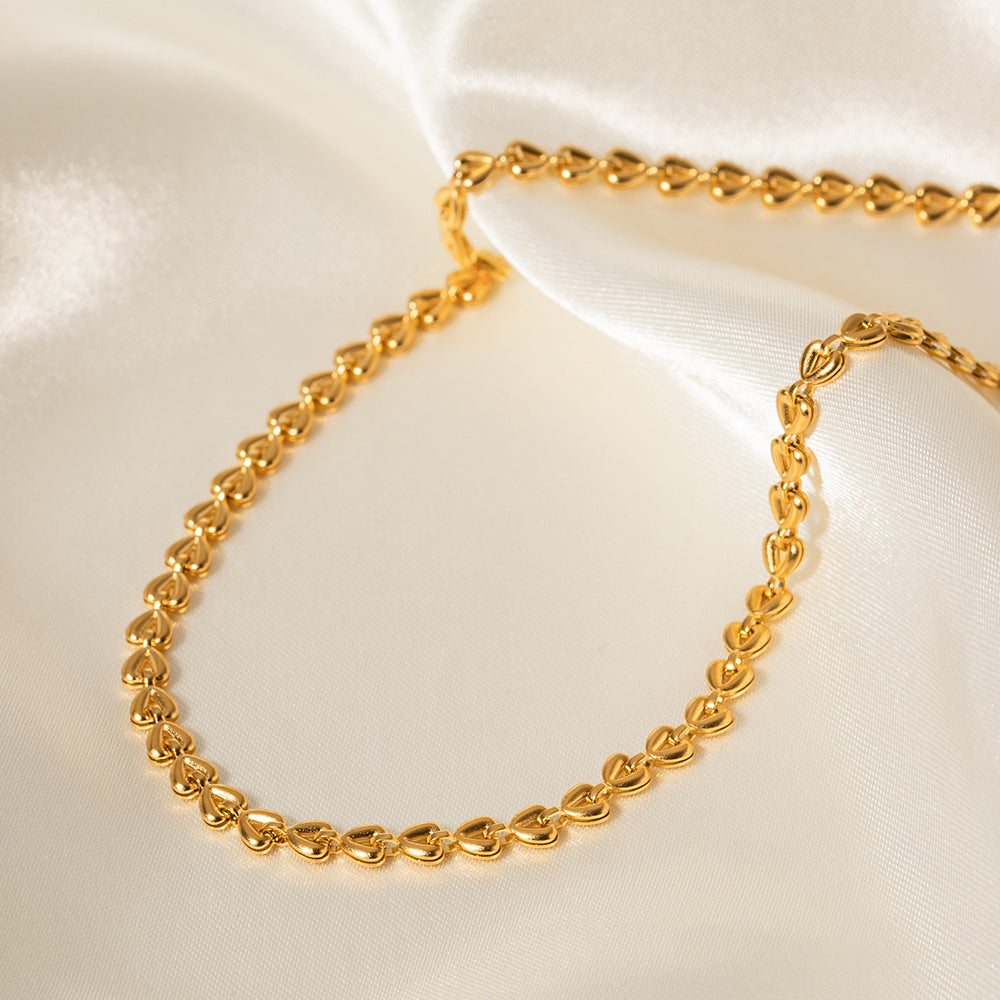 Halskette Herzkette 18K Vergoldet Verstellbar Wasserfest Edelstahl 316L Elegant