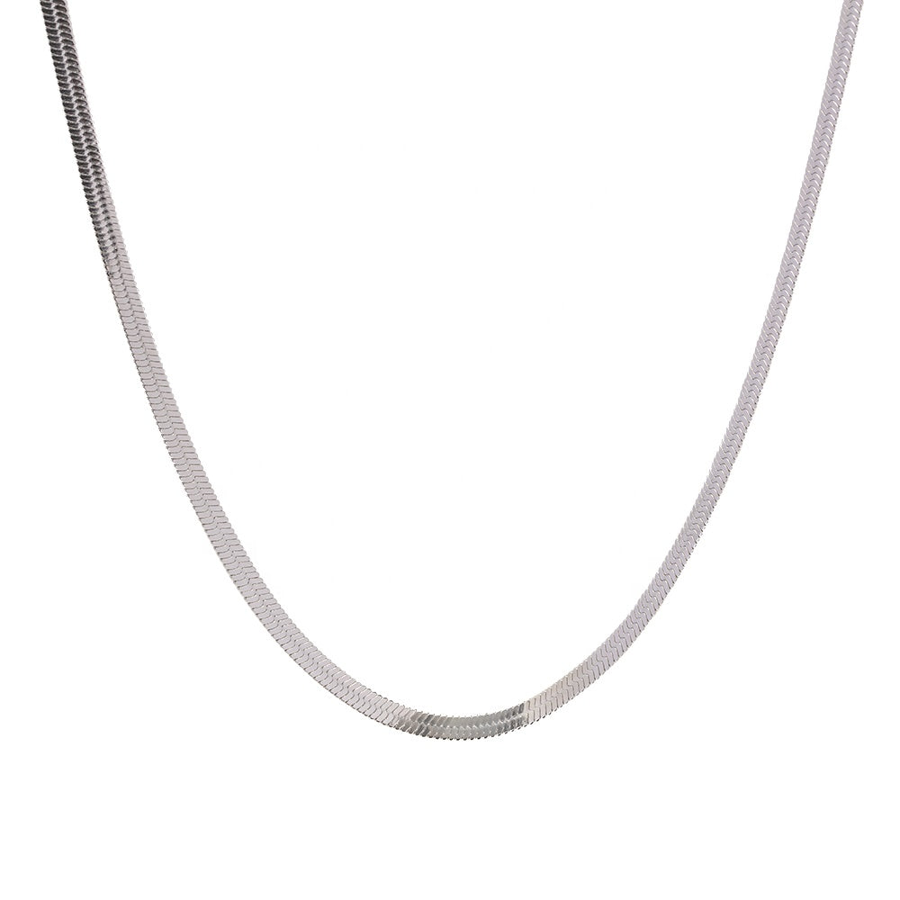 Halskette Schlangenkette Silber-Finish Verstellbar Wasserfest Edelstahl 316L Modern