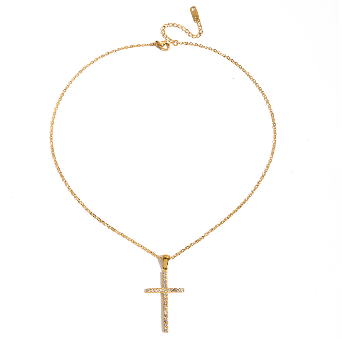Halskette Kreuz Zirkonia 18K Vergoldet Wasserfest Edelstahl 316L Elegant