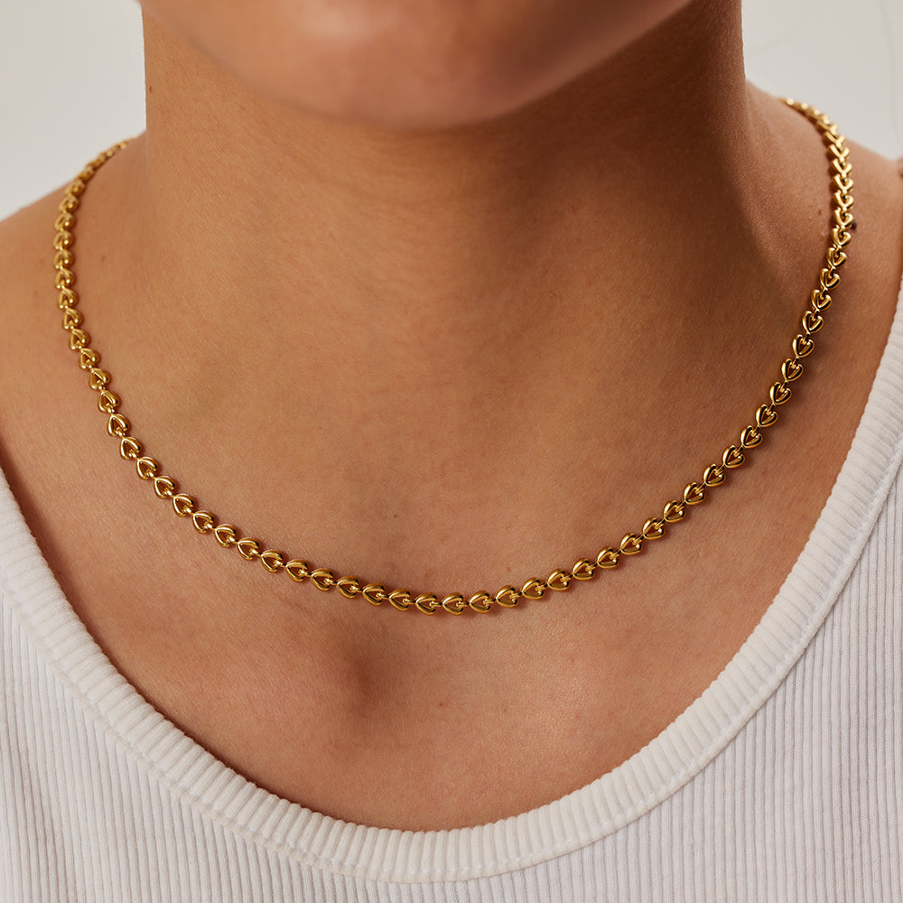 Halskette Herzkette 18K Vergoldet Verstellbar Wasserfest Edelstahl 316L Elegant