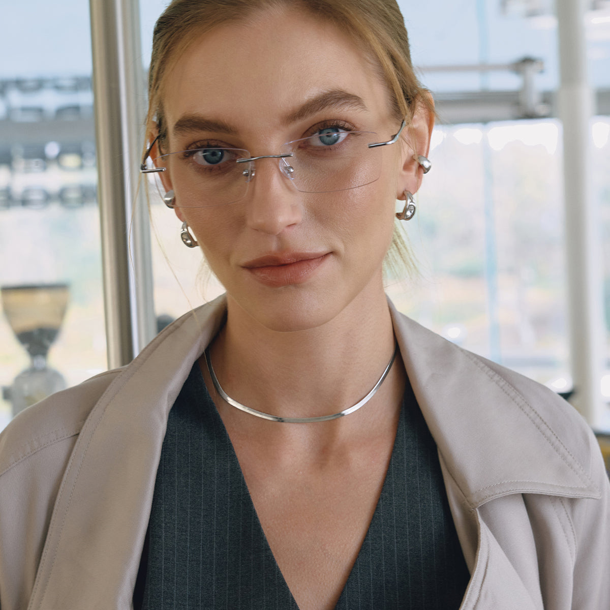 Halskette Schlangenkette Silber Finish Wasserfest Edelstahl 316L 4mm Verstellbar