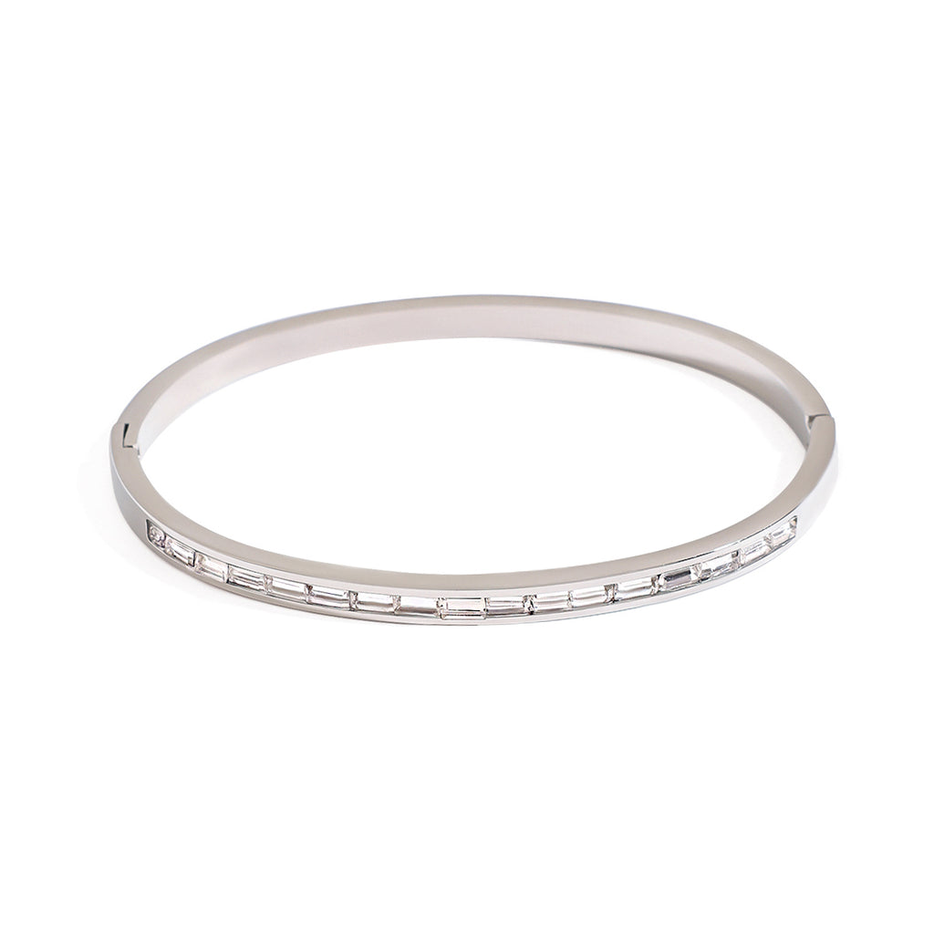Armreif Zirkonia Baguette Silber Verstellbar Wasserfest Edelstahl 316L Elegant