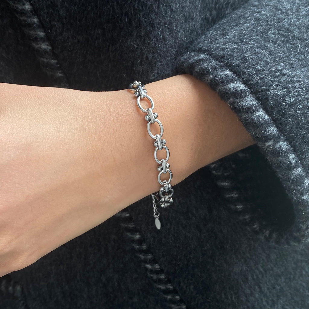 Armband Gliederarmband Silber Vintage Verstellbar Wasserfest Edelstahl 316L Elegant