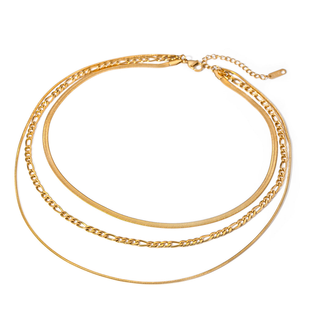 Layering-Kette 18K Vergoldet 3-in-1 Kette Wasserfest Edelstahl 316L