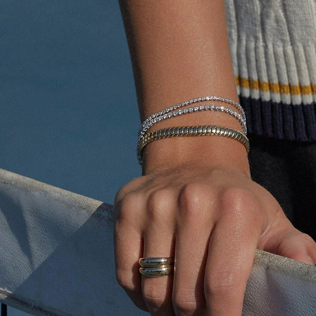 Armband Zirkonia Tennisarmband 18K Vergoldet Verstellbar Wasserfest Edelstahl 316L Elegant
