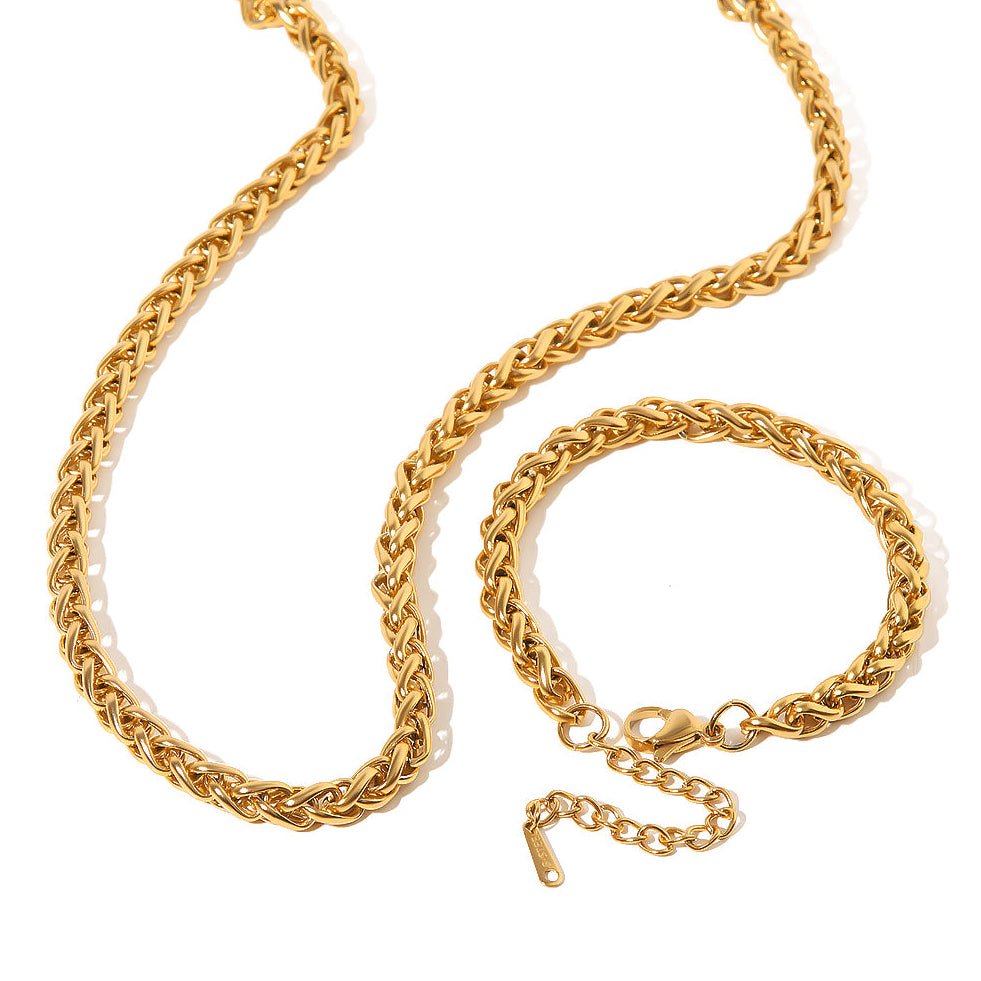 Halskette Zopfkette 18K Vergoldet Verstellbar Wasserfest Edelstahl 316L Elegant